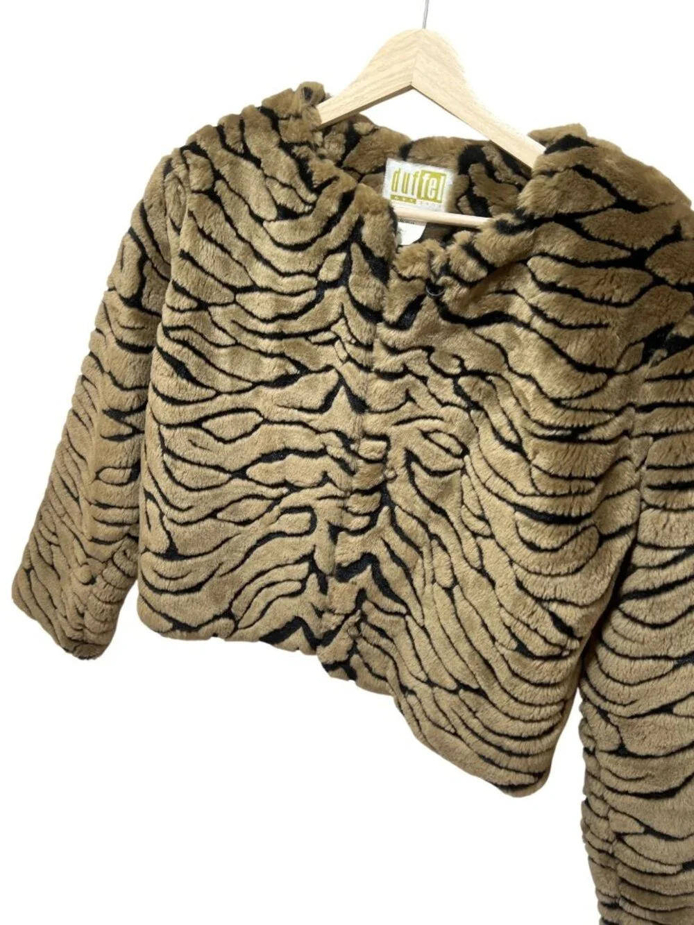 Duffel Vintage 90s Faux Fur Tiger Print Cropped Jacket Small